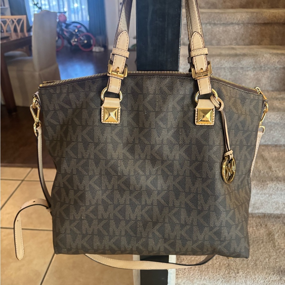 Michael Kors Brown and Gold Tote Bag